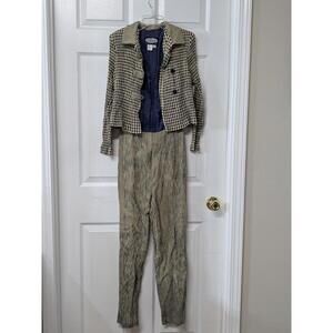 Clues Vintage Two-Piece Checkered Blazer and Pants Suit Set Size 10